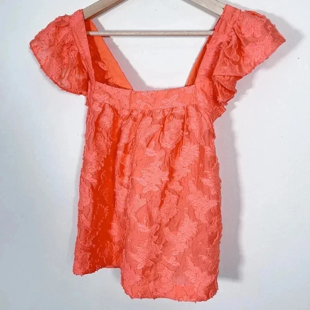 Anthropologie Coral Crossback Ruffled Top - Picture 5 of 14